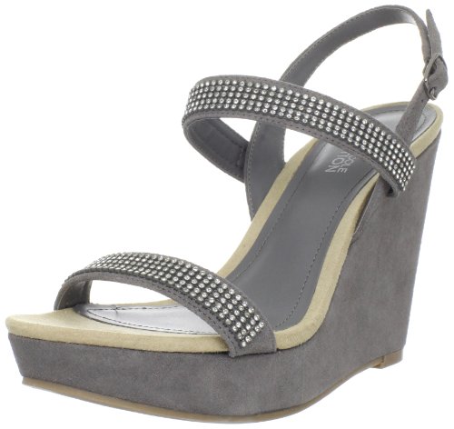 Kenneth Cole REACTION Women's Live Big Wedge Sandal,Grey Suede,5.5 M US