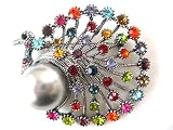 Multi Rhinestone Colorful Proud Peacock Pin Brooch