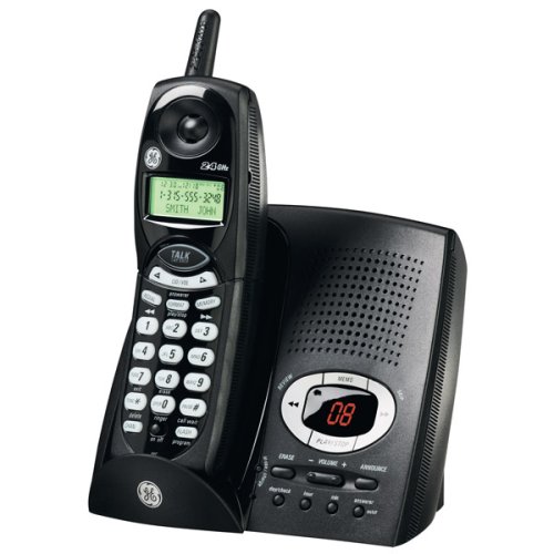 GE Cordless 2.4 GHz 27851FE1 Cordless Phone with Call Waiting Caller ID and Digital Answering System - Black