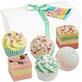 BRUBAKER Cosmetics 6 Handmade "Sweets For My Sweet" Spa Bath Bombs Fizzies Gift Set - All Natural Vegan, Organic Shea Butter, Cocoa Butter and Olive Oil Moisturize Dry Skin