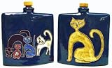 Review Mara  / 24 Oz. MARA Stoneware COLLECTIBLE Liquor Flask DECANTER Kitten CATS Blue DESIGN