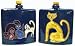24 Oz. MARA Stoneware COLLECTIBLE Liquor Flask DECANTER Kitten CATS Blue DESIGN