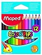 MAPED - Crayons de couleur COLOR'PEPS Mini, �tui en carton de 12, triangulaire, longueur: 87 mm, mine douce et r�sistante � la cassure, corps � la couleur de l'en