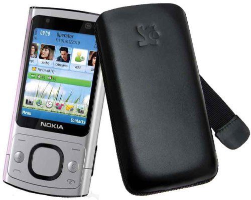 Suncase Ledertasche (Lasche mit R&uuml;ckzugfunktion) f&uuml;r Nokia 6700 Slide schwarz Preisvergleich