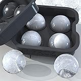 Froz Ice Ball Maker - Novelty Food-Grade Silicone Ice Mold Tray With 4 X 4.5cm Ball Capacity