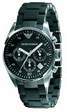 Emporio Armani Ladies Chronograph Sport Watch, Round Case Stainless Steel Bracelet with Black Silicone covering.