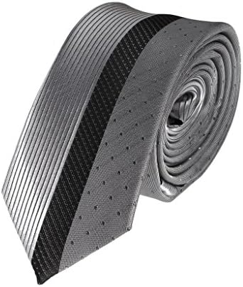 Glennbrook Mens Slim Panel Tie Silver Grey Black Unique Fashionable Design Necktie