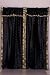 Pair Black sari curtains with attached beaded valance