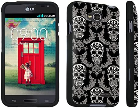 DuroCase ® LG Optimus L70 / LG Optimus Exceed 2 Hard Case Black - (Skull Vintage Pattern)