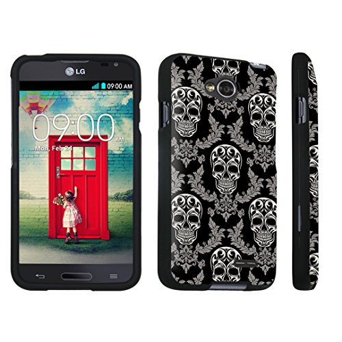 DuroCase ® LG Optimus L70 / LG Optimus Exceed 2 Hard Case Black - (Skull Vintage Pattern)