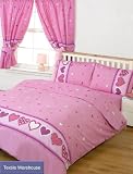 Love Hearts Single Duvet + 66 x 54 Curtains+ FS