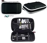 Electronic Cigarette Carrying Travel Hard Case with Carabiner Style Hook for your keys by Kroo - Black EVA + Complimentary NextDia ™ Velcro Cable Strap.