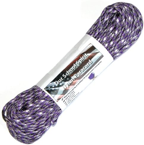 Military 550 Paracord from Our School Spirit - Made in the USA (Purple Camo)
