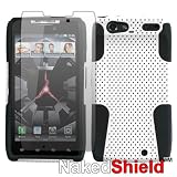 Motorola Droid RAZR XT912 White/Black Dual Shield Tough Case + Naked Shield Screen Protector