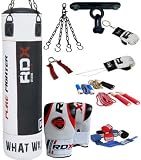 Authentic RDX 9Piec Boxing Set 5ft/4ft Punch Bag,Gloves Kick Punching
