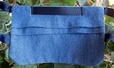 Fabric Surgical Face Mask Washable Reusable for Protection Against Germs and Allergens --Adult Size Denim with Navy Blue Ribbon