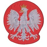 Large Polish White Eagle Patch, Sew-On - Red Background