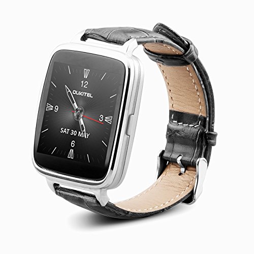 OUKITEL A28 1.54' IPS LCD Bluetooth Smart Watch Wrist Wrap Watch Phone For IOS Apple iphone and Android System Smartphone(Silver)