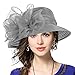 VECRY Lady Derby Dress Church Cloche Hat Bow Bucket Wedding Bowler Hats (Grey, Medium)