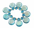 Bracelet - B284 - Fun Disk Dangles - Stretch ~ Aqua