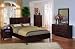 5 pc brown finish wood platform bedroom set queen size