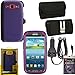 Otterbox Defender Case Boom Purple , SIII with Heavy Duty Car Charger, Canvas Horizontal Case