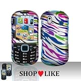 Rubberized Silver Blue Green Purple Orange Colorful Zebra Snap on Design Ca ....