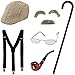 Tigerdoe Old Man Costume - Grandpa Costume - Old Man Glasses, Eyebrows, Mustache, Hat, Pipe, Suspenders, Cane - 7 Pc Set