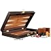 Backgammon Board Game Set Leather Wood Case 13'' photo