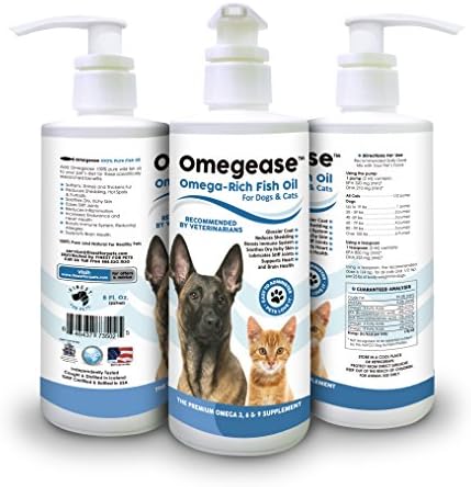 100% Pure Omega 3, 6 &amp; 9 Fish Oil for Dogs and Cats. Best Fatty Acid Supplement For Skin, Coat &amp; Joints. Reduces Scratching &amp; Shedding. From Wild Caught Fish, Better Source of DHA Than Alaskan Salmon