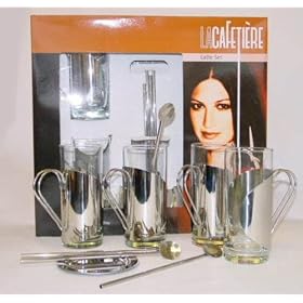 4 Tall Latte Glasses Gift Set (Satin)