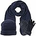 Navy Blue 3 Piece Fleece Hat Scarf & Glove Matching Set