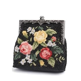 Needlepoint Evening Bag - Vintage Style Black
