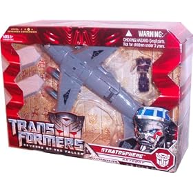 Transformers Movie Series 2 Revenge of the Fallen Voyager Class 8 Inch Tall Robot Action Figure - Autobot STRATOSPHERE with Moving Internal Gears (Vehicle Mode: Cargo Plane) Plus Optimus Prime Mini-Figure (Vehicle Mode: Truck)