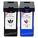 Toner Kingdom® Remanufactured Compatible with Lexmark Ink Cartridges 14 (18C2090) and 15 (18C2110) - 2 Pack, 1PK Black & 1PK Color