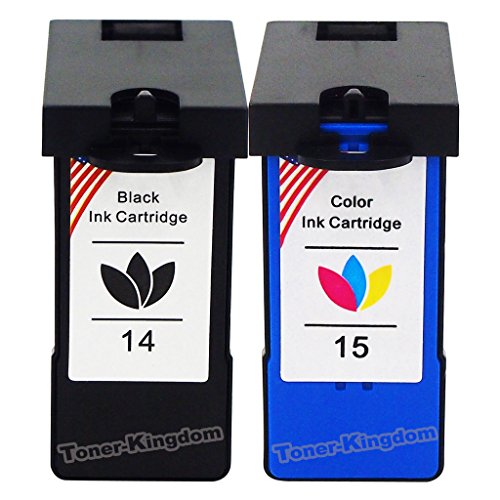Toner Kingdom® Remanufactured Compatible with Lexmark Ink Cartridges 14 (18C2090) and 15 (18C2110) - 2 Pack, 1PK Black & 1PK Color