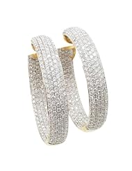 Women 18k Yellow Gold 3.6ctw diamond Hoop earring 64 LE277Y Size 16.85