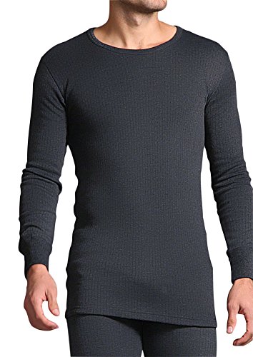 Heat Holders Mens Cotton Thermal Vest Long Sleeved Charcoal Large 41-43