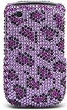 Premium Luxurious Designer Hard Diamond Crystal Snap-on Case for Blackberry Curve 8520 Case - Purple Leopard Design
