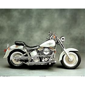 Silver Harley Davidson motorcycle Art Print POSTER RARE - 20