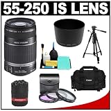 Canon EF-S 55-250mm f/4.0-5.6 IS Telephoto Zoom Lens + Canon 2400 DSLR Gadget Bag Case + 3 UV/FLD/CPL Filters and Lens Hood and Pouch + Tripod + Accessory Kit for Digital Rebel XS, XSi, T1i, T2i, EOS 50D, 60D and 7D Digital SLR Camera
