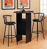 Set of 2 Satin Black Finish Metal Swivel Bar Stool