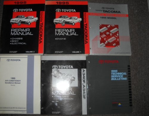 1995 Toyota Tacoma Service Shop Repair Manual Set OEM (2 volume set,electrical wiring diagram,technical service bulletins manual,air conditioner installation manual,and the transmission manual.. Volume 1 covers the engine.Volume 2 covers chassis/body/electrical.)