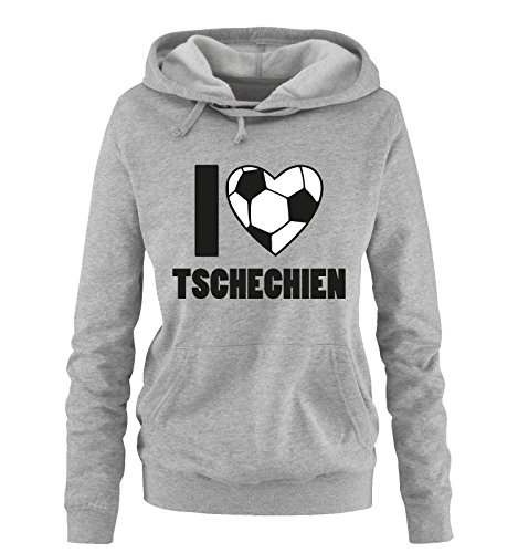 I LOVE TSCHECHIEN – Damen Hoodie – Grau / Schwarz-Weiss Gr. XXL