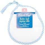 Baby Soft Bib Gingham Trim White/Blue 5 1/2 x7