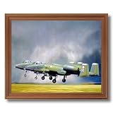 A-10 Thunderbolt Jet Airplane Picture Oak Framed Art Print