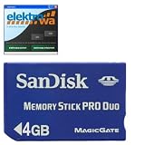 SanDisk 4 GB Memory Stick Pro Duo (4GB MemoryStick ProDuo) + ELEKTROWA-SOFTWARE Speicherkarte für Sony PlayStation Portable (PSP)