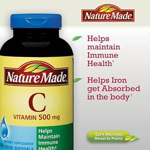Nature Made Vitamin C Liquid Softgel, 500mg 180 Count