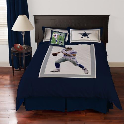 NFL Biggshots Bedding - Dallas Cowboys Tony Romo Comforter Set and Toss Pillow, Full