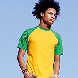 Shortsleeve Baseball T-Shirt von Fruit of the Loom SonnenblumengelbMaigruen L